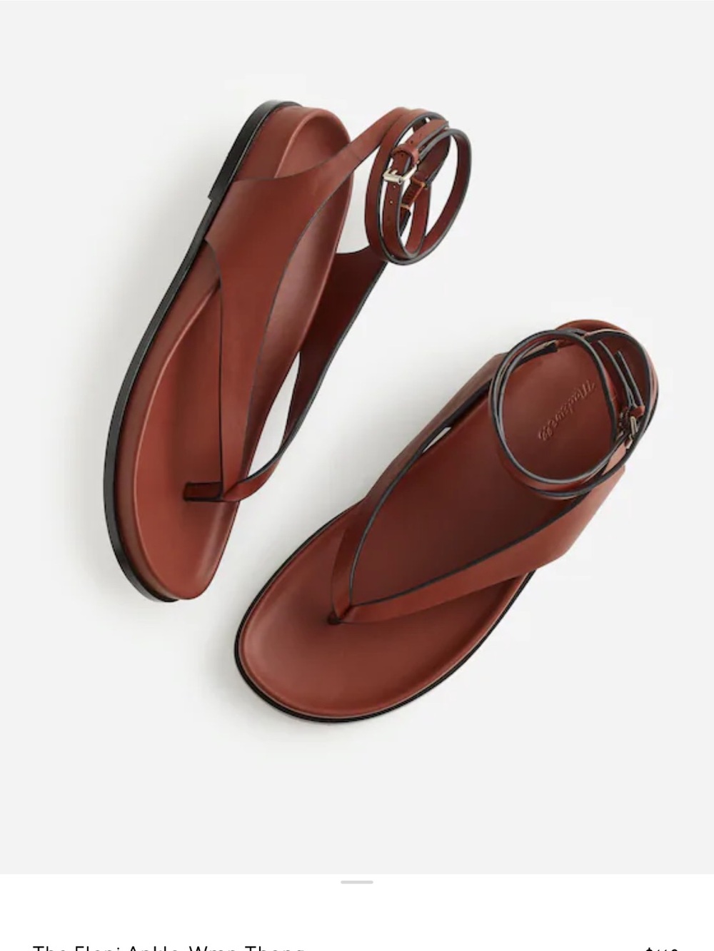 Madewell Eleni Ankle Wrap Leather Thong Sandals - Cherry Wood - New in Box